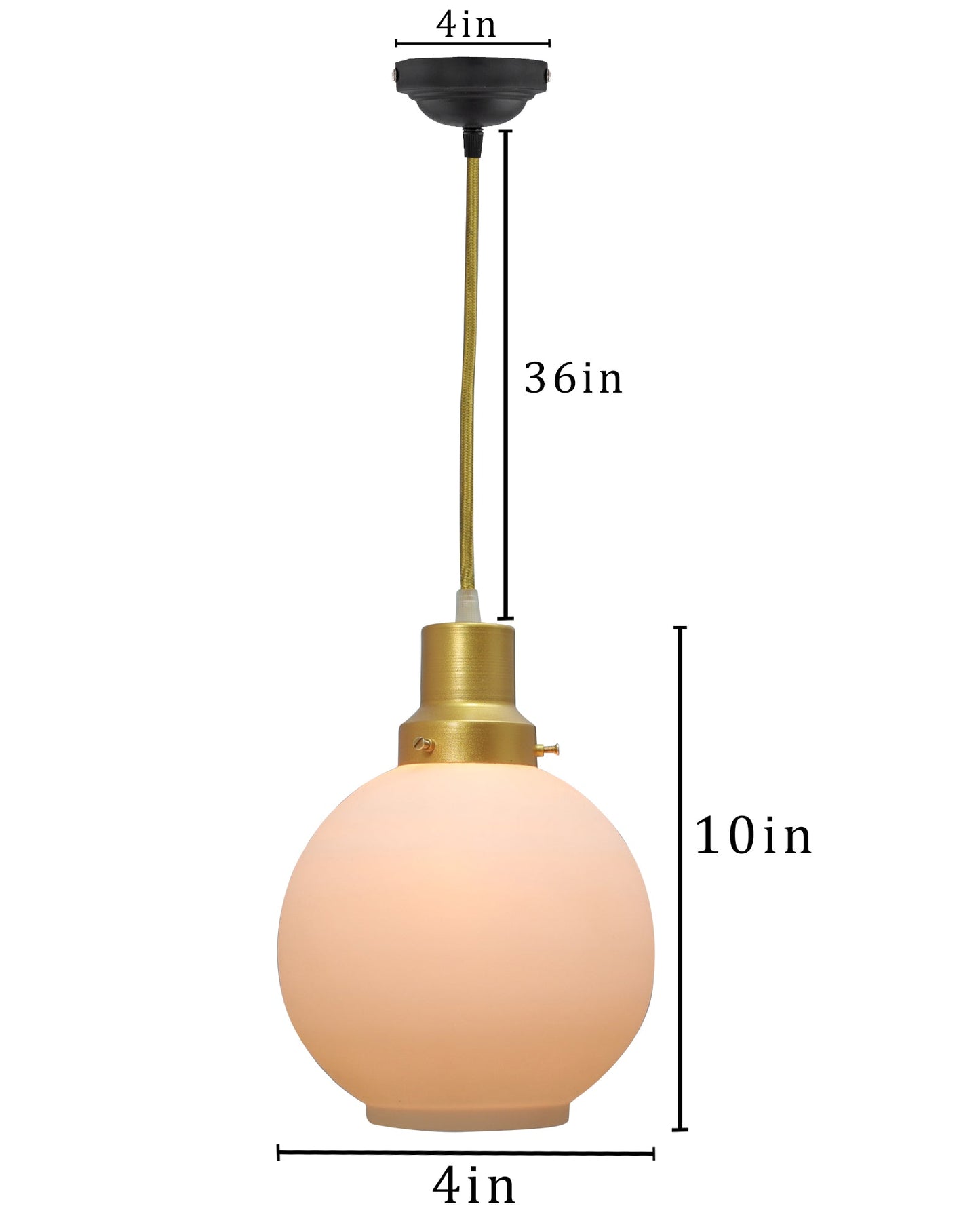Pendant Light Fixtures Adjustable Hanging Lights Vintage White Frosted Glass Shade Nordic Dining Room Living Room Bedroom, Glossy Golden Fitting