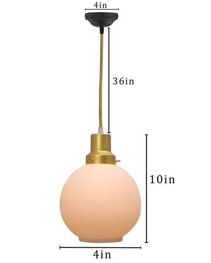 Pendant Light Fixtures Adjustable Hanging Lights Vintage White Frosted Glass Shade Nordic Dining Room Living Room Bedroom, Glossy Golden Fitting