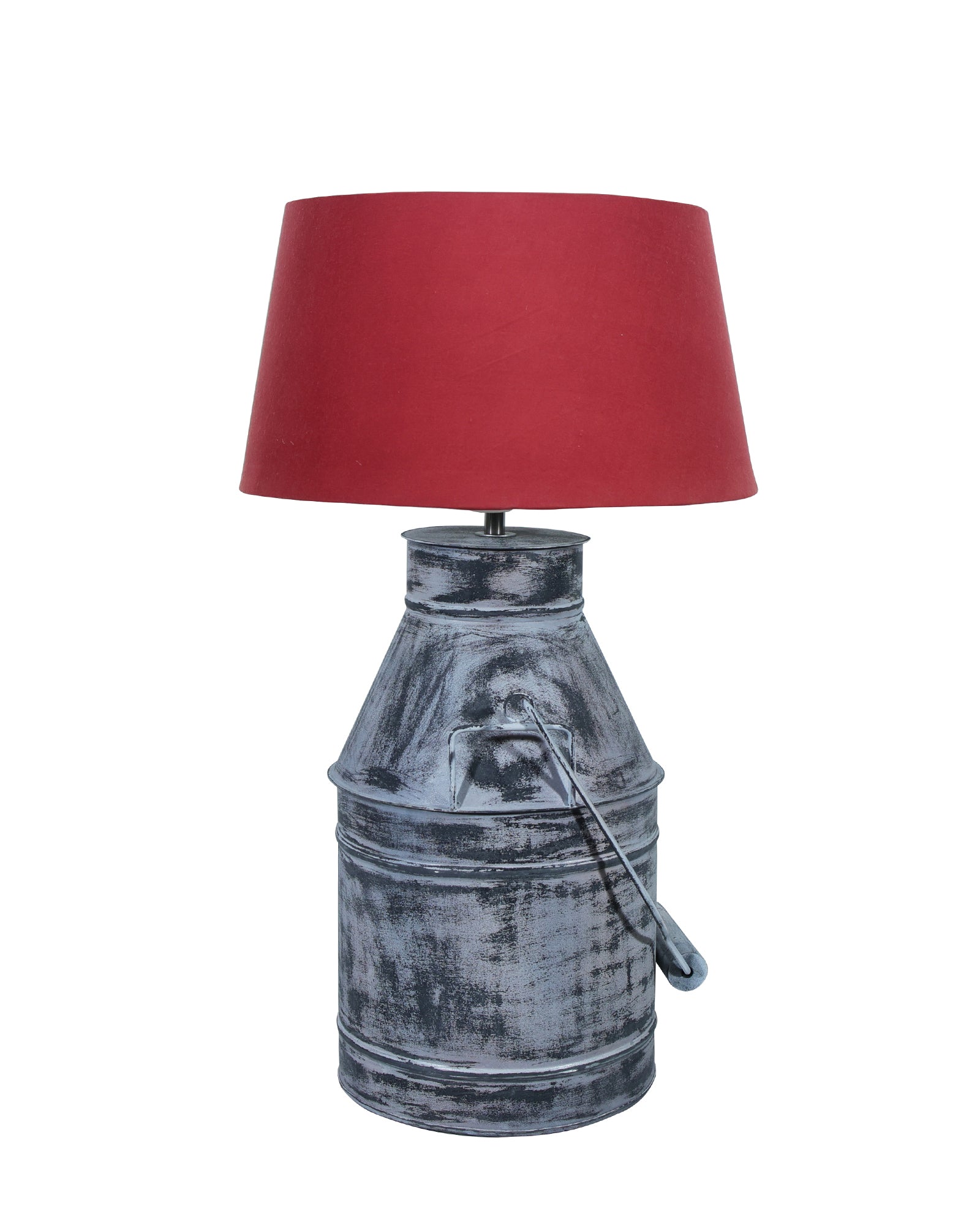 Rustic Milk Churn Can Table Lamp with Drum shade, Whitewash Finish
