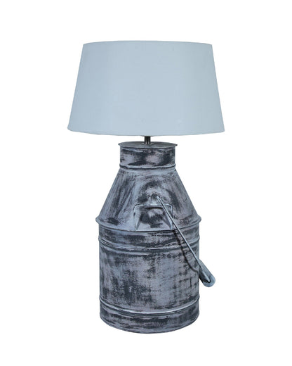 Rustic Milk Churn Can Table Lamp with cone shade, Whitewash Finish