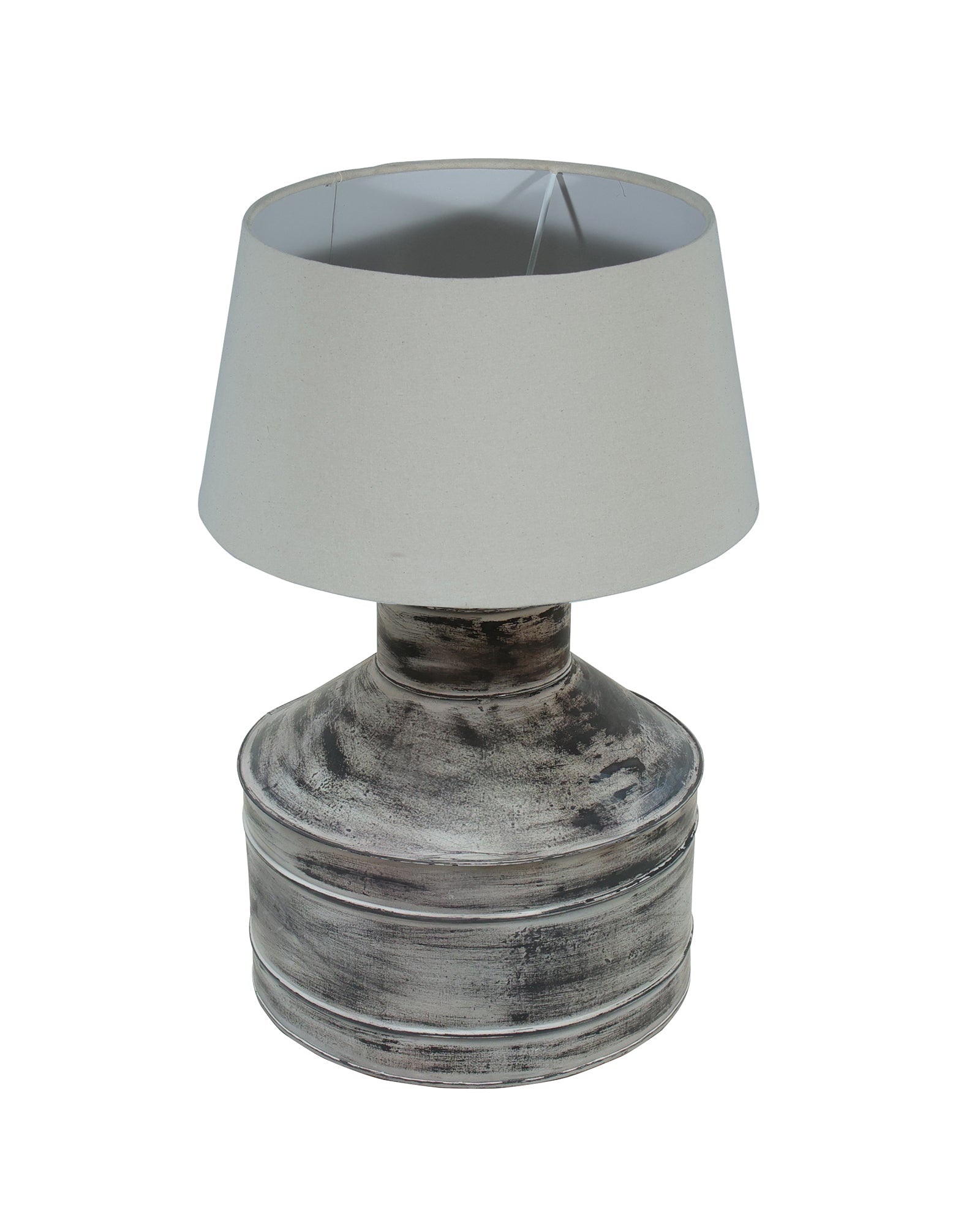 Rustic Milk Gagar Table Lamp with drum shade, Whitewash Finish
