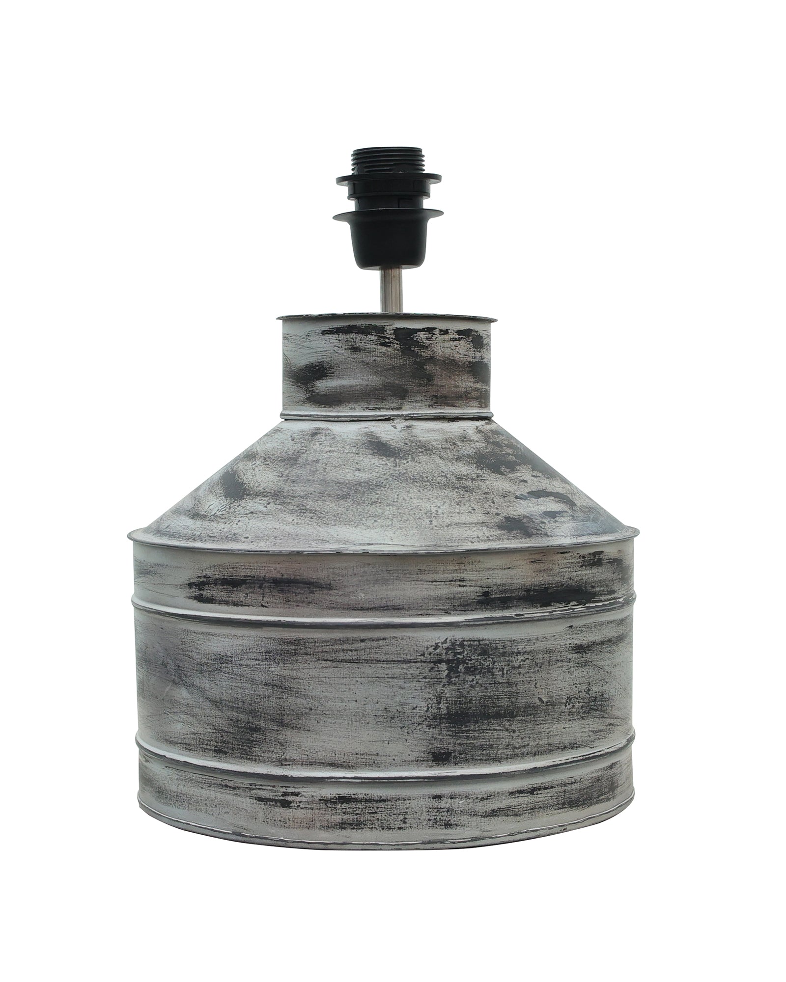 Rustic Milk Gagar Table Lamp with drum shade, Whitewash Finish