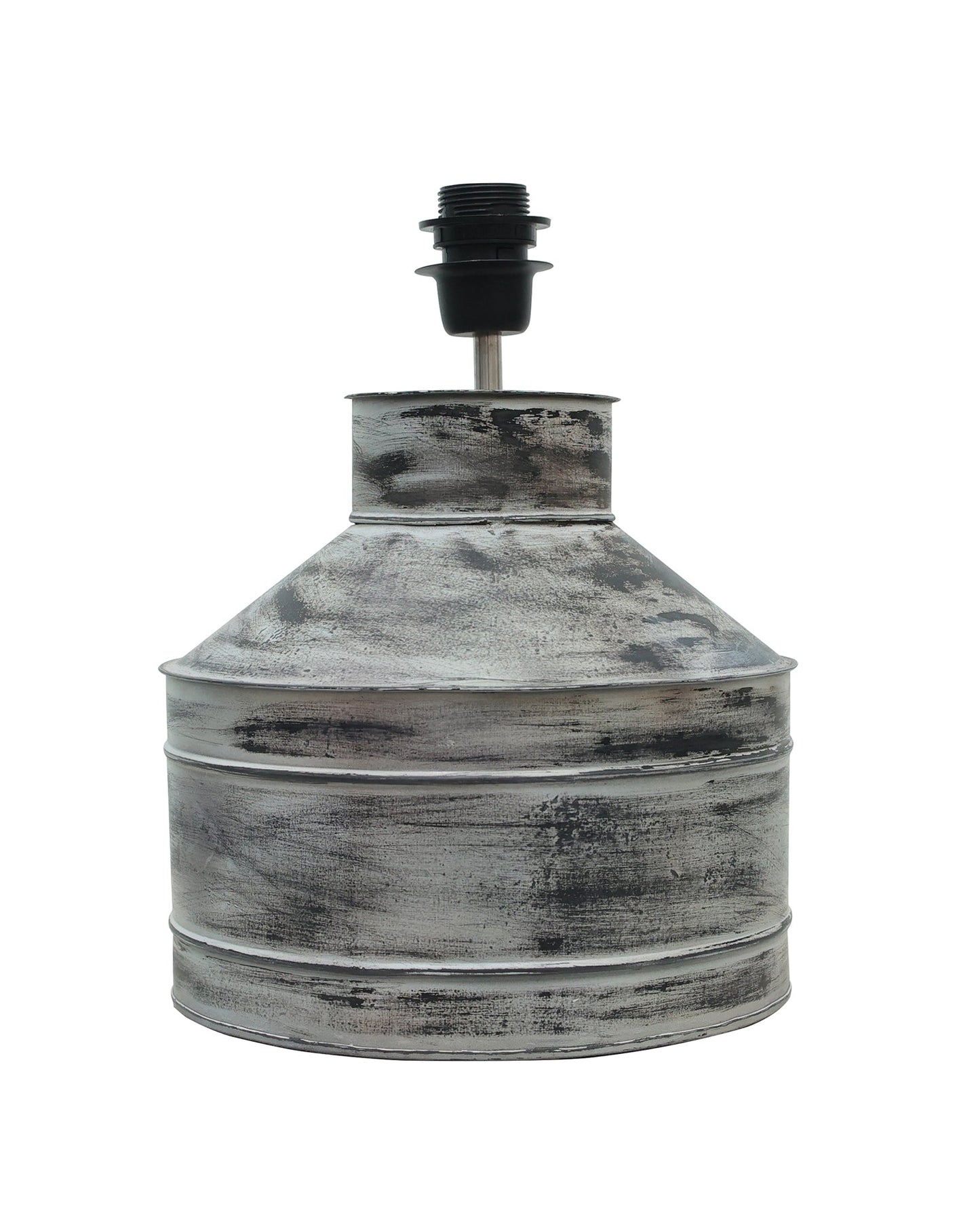 Rustic Milk Gagar Table Lamp with drum shade, Whitewash Finish