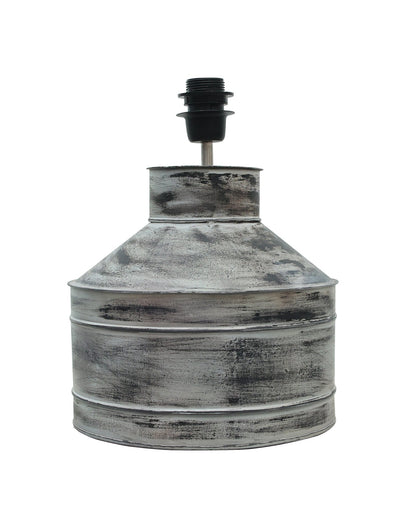 Rustic Milk Gagar Table Lamp with drum shade, Whitewash Finish