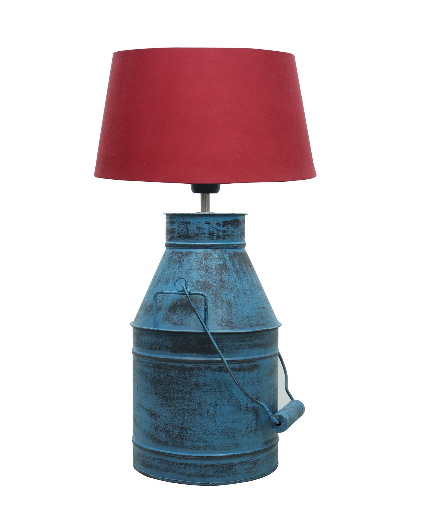 Rustic Milk Churn Can Table Lamp with Drum shade, Rustic Algae