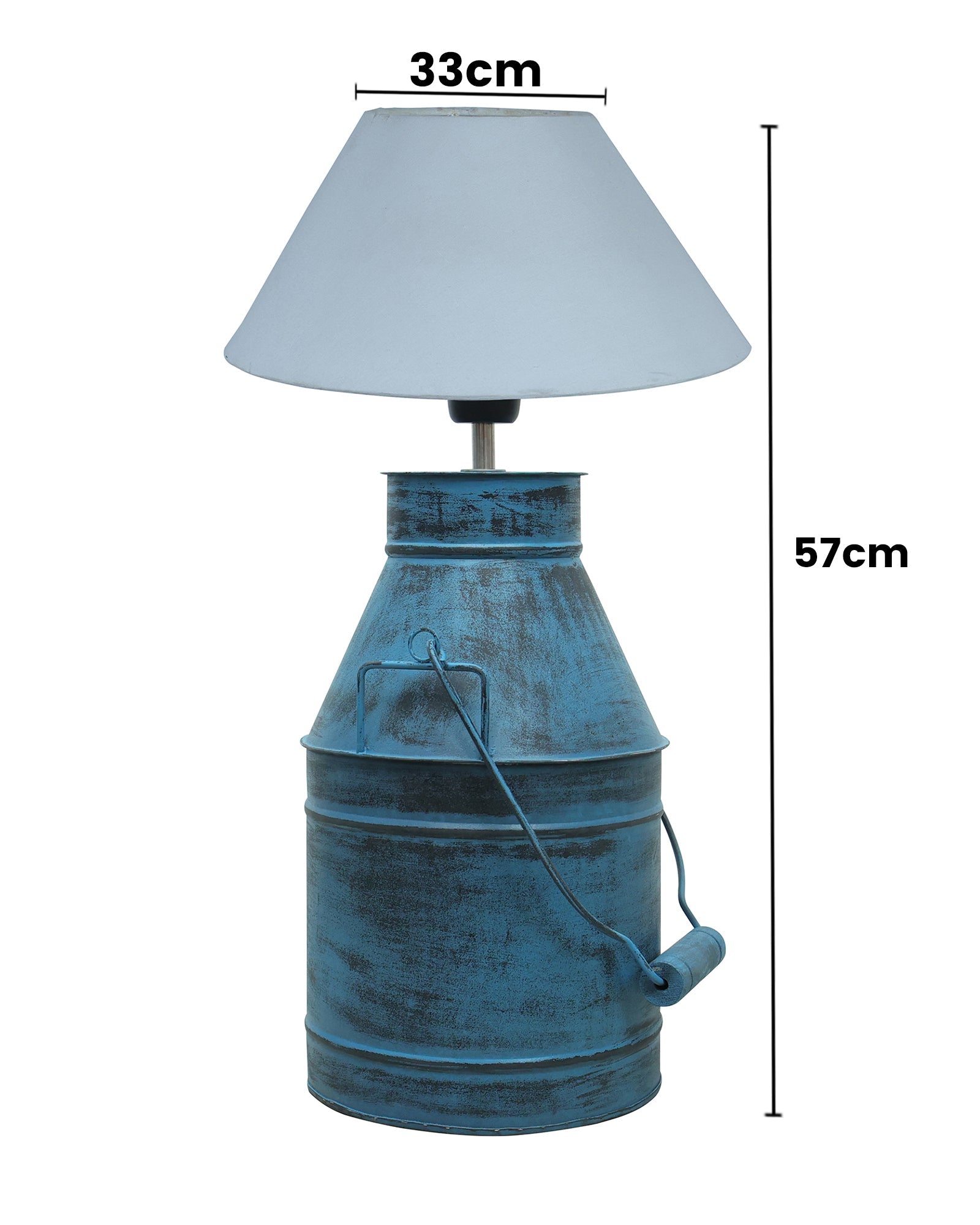 Rustic Milk Churn Can Table Lamp with cone shade, Rustic Algae