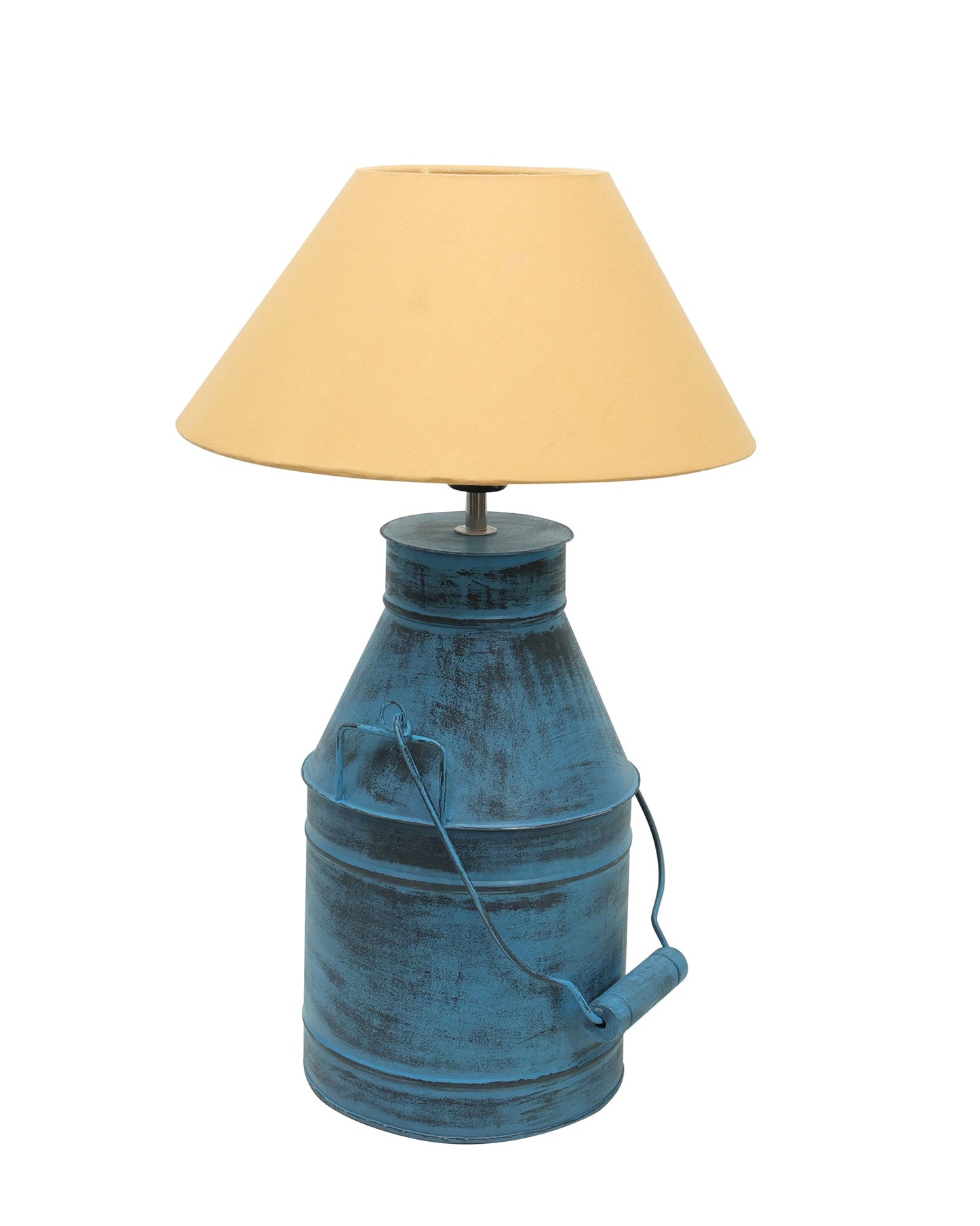 Rustic Milk Churn Can Table Lamp with cone shade, Rustic Algae