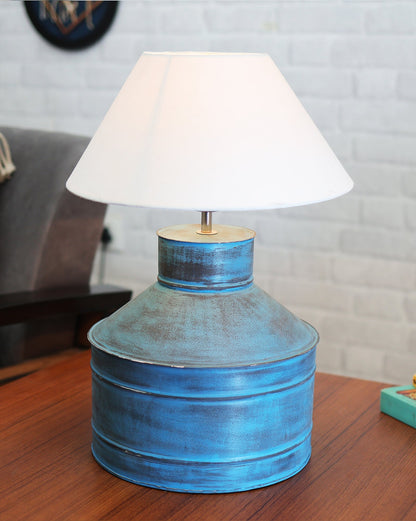 Rustic Milk Gagar Table Lamp with cone shade, Rustic Algae