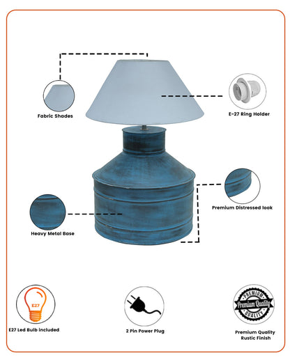 Rustic Milk Gagar Table Lamp with cone shade, Rustic Algae