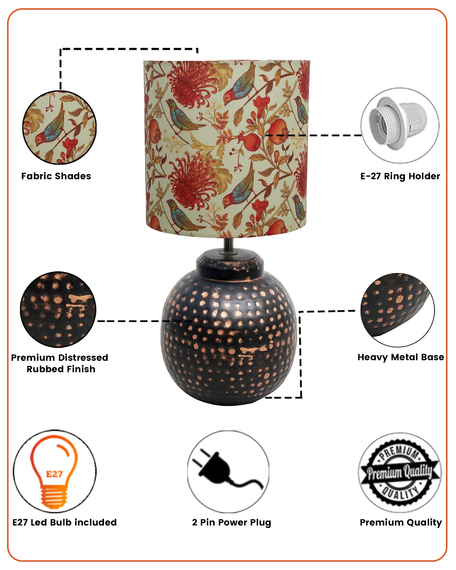 Ginger Jar Antique Table Lamp Hammered Oil-Rubbed Bronze Metal for Living Room Family Bedroom