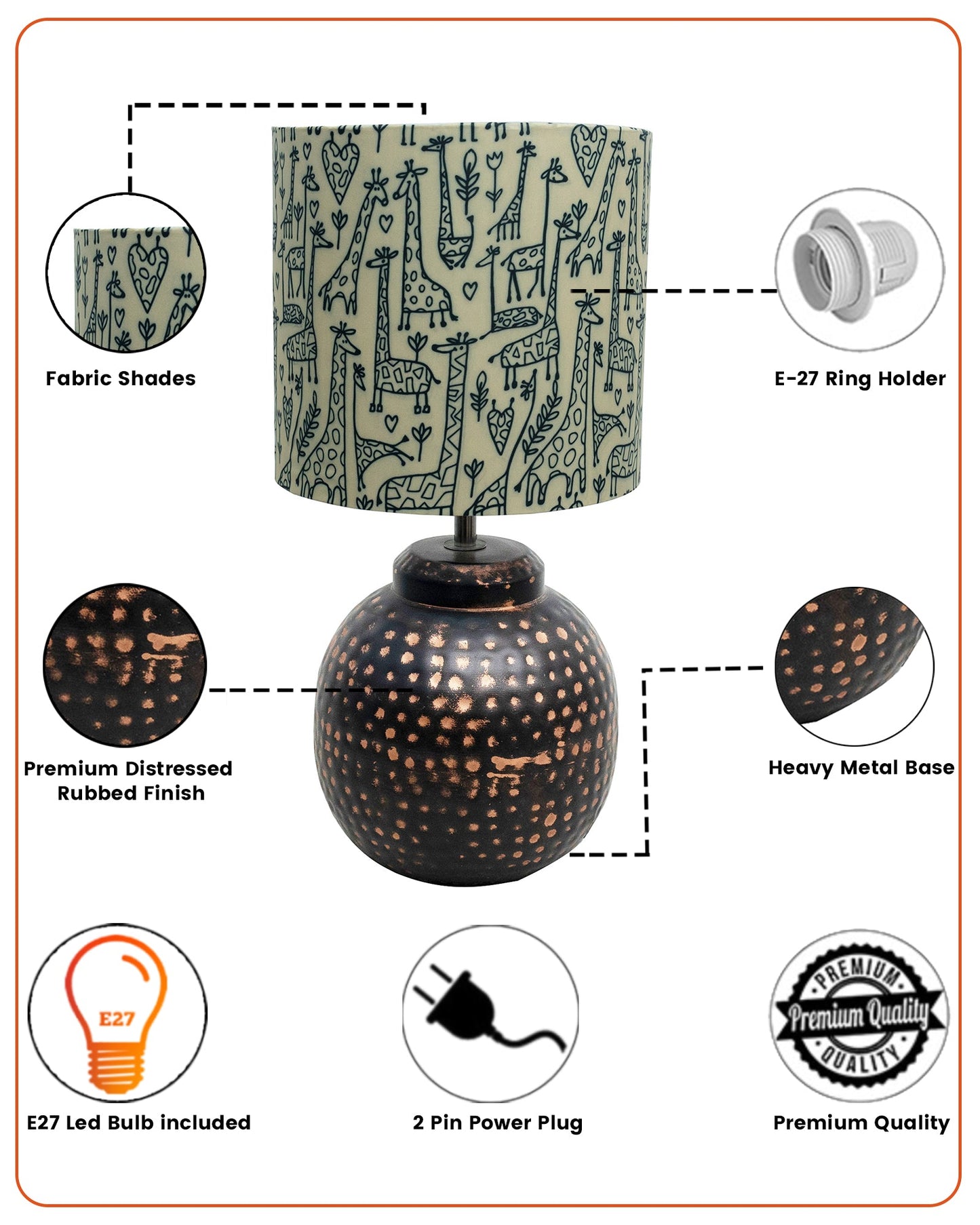 Ginger Jar Antique Table Lamp Hammered Oil-Rubbed Bronze Metal for Living Room Family Bedroom