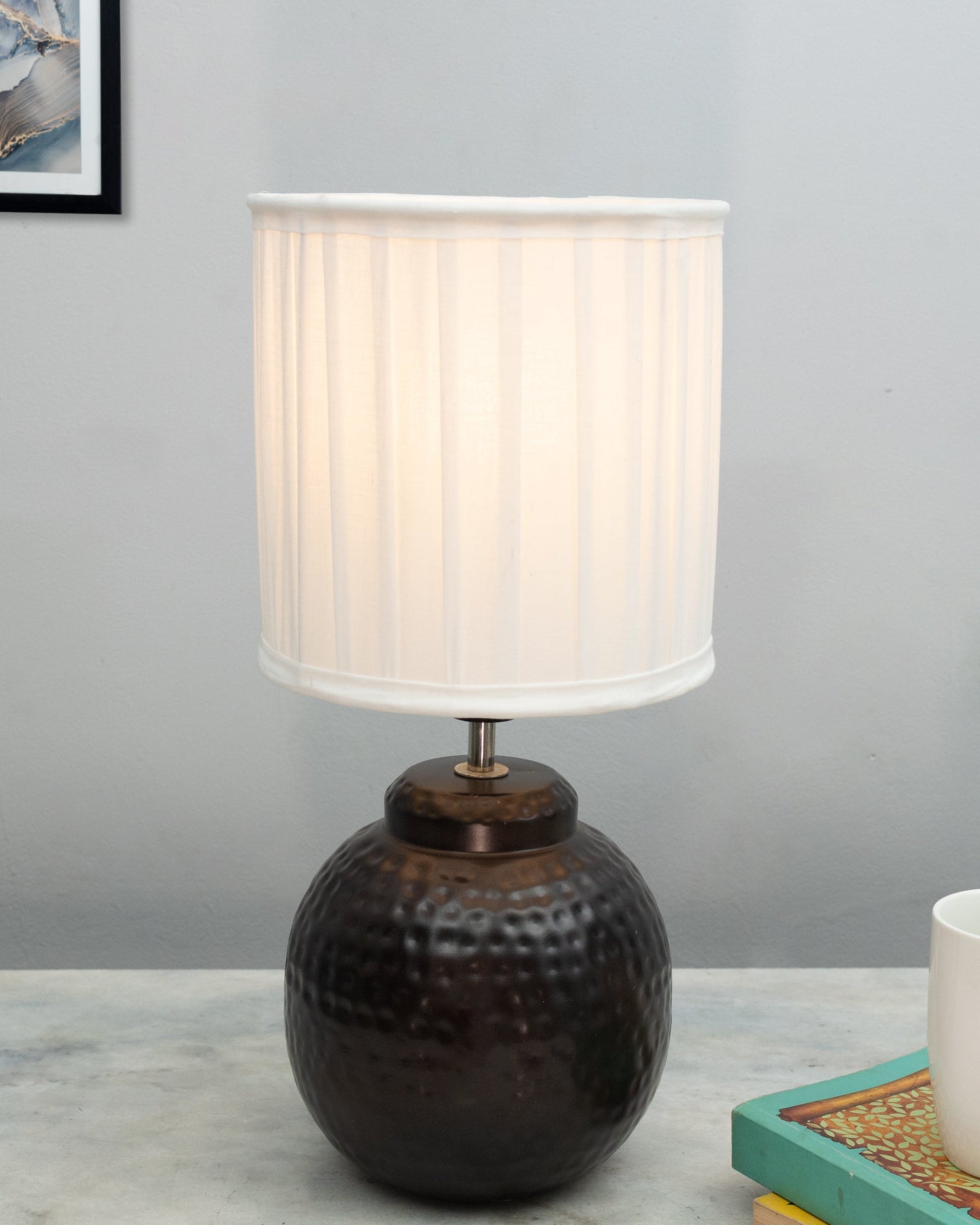 Ginger Jar Antique Table Lamp Hammered Oil-Rubbed Bronze Metal for Living Room Family Bedroom
