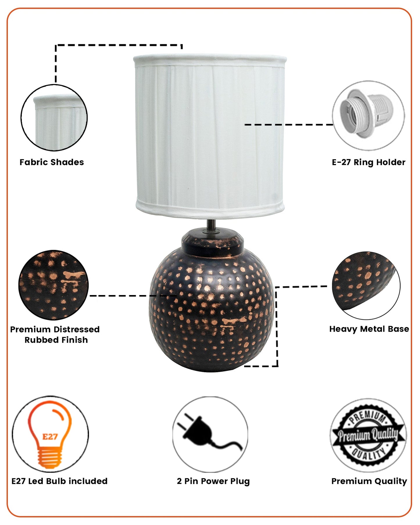 Ginger Jar Antique Table Lamp Hammered Oil-Rubbed Bronze Metal for Living Room Family Bedroom