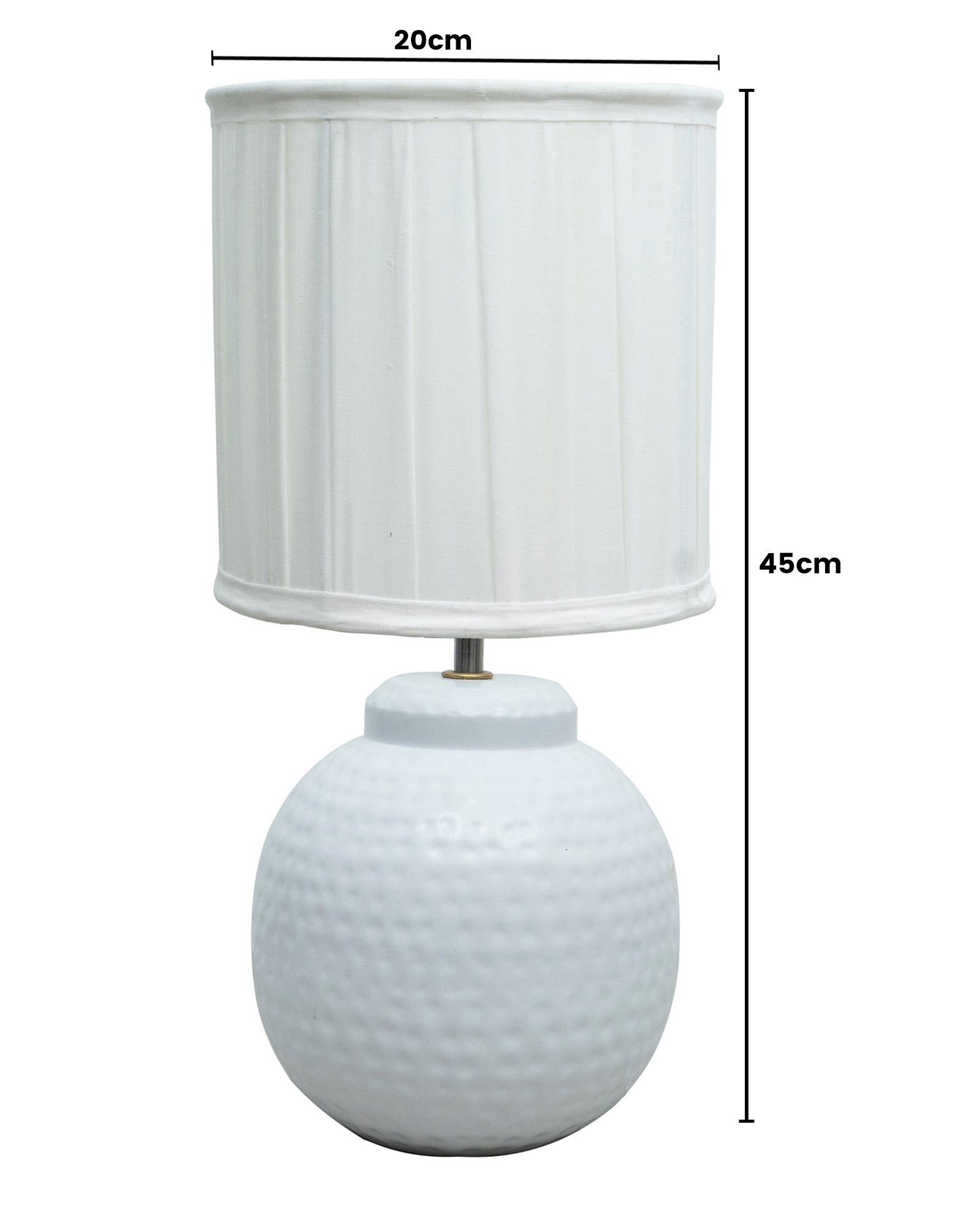 Ginger Jar Antique Table Lamp Hammered Matt White Metal for Living Room Family Bedroom