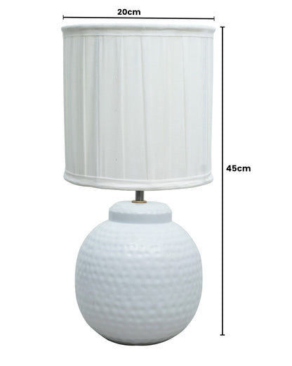Ginger Jar Antique Table Lamp Hammered Matt White Metal for Living Room Family Bedroom