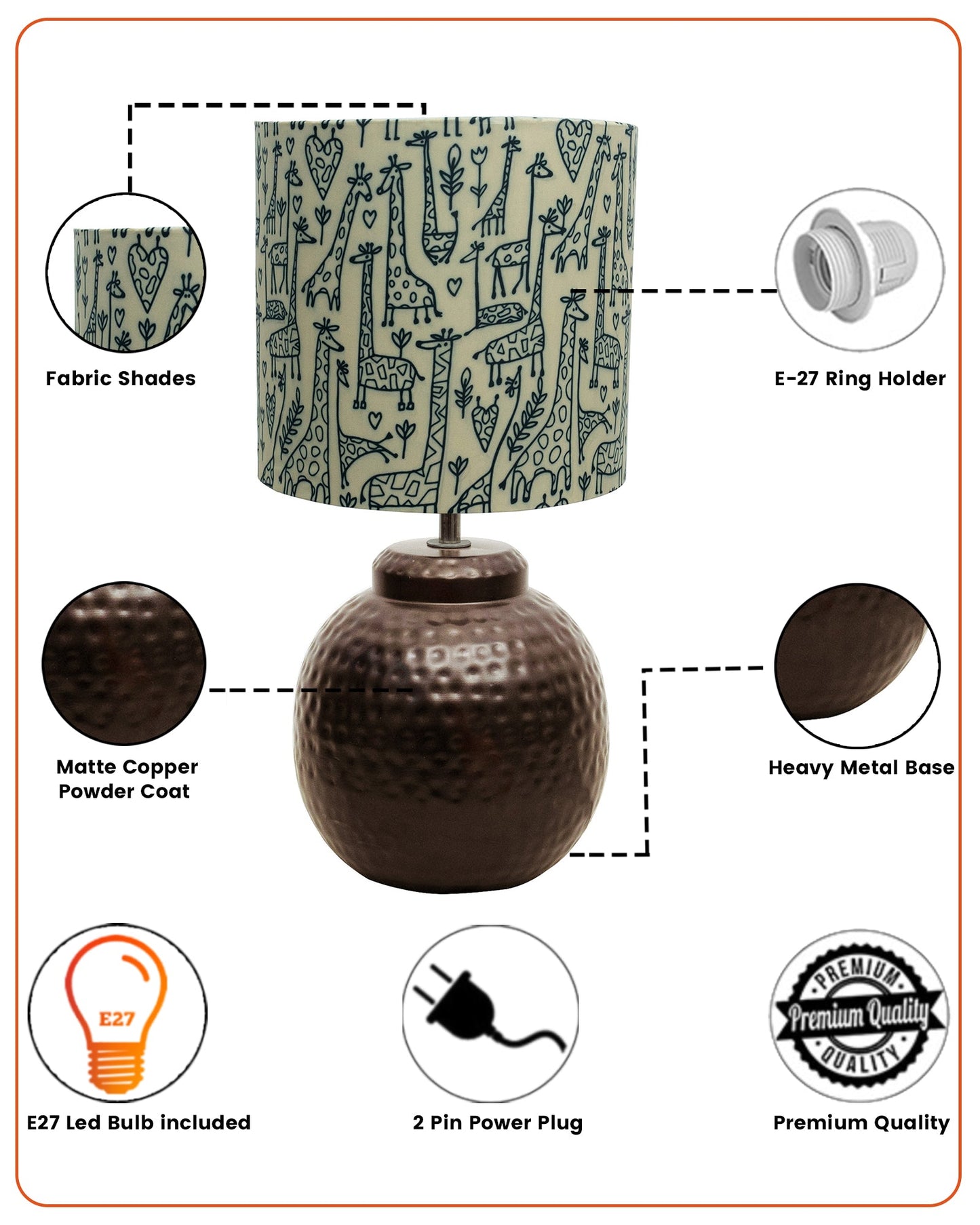 Ginger Jar Antique Table Lamp Hammered Antique Copper Metal for Living Room Family Bedroom