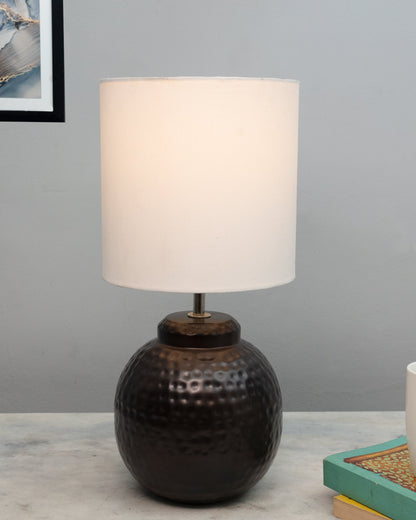 Ginger Jar Antique Table Lamp Hammered Antique Copper Metal for Living Room Family Bedroom