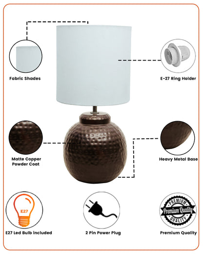 Ginger Jar Antique Table Lamp Hammered Antique Copper Metal for Living Room Family Bedroom