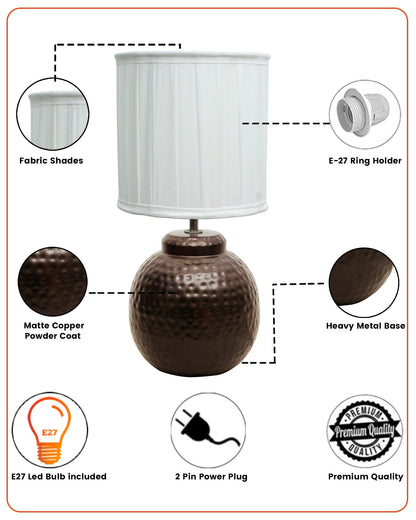 Ginger Jar Antique Table Lamp Hammered Antique Copper Metal for Living Room Family Bedroom