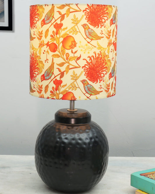 Ginger Jar Antique Table Lamp Hammered Matt Black Metal for Living Room Family Bedroom