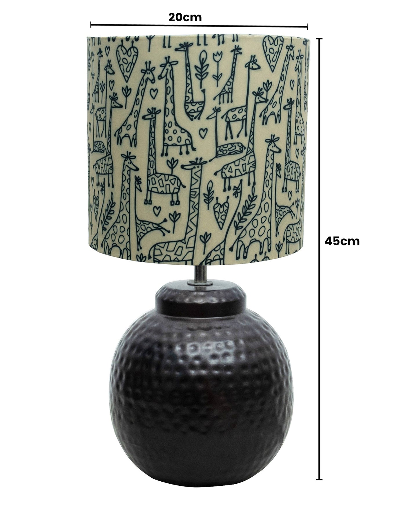 Ginger Jar Antique Table Lamp Hammered Matt Black Metal for Living Room Family Bedroom