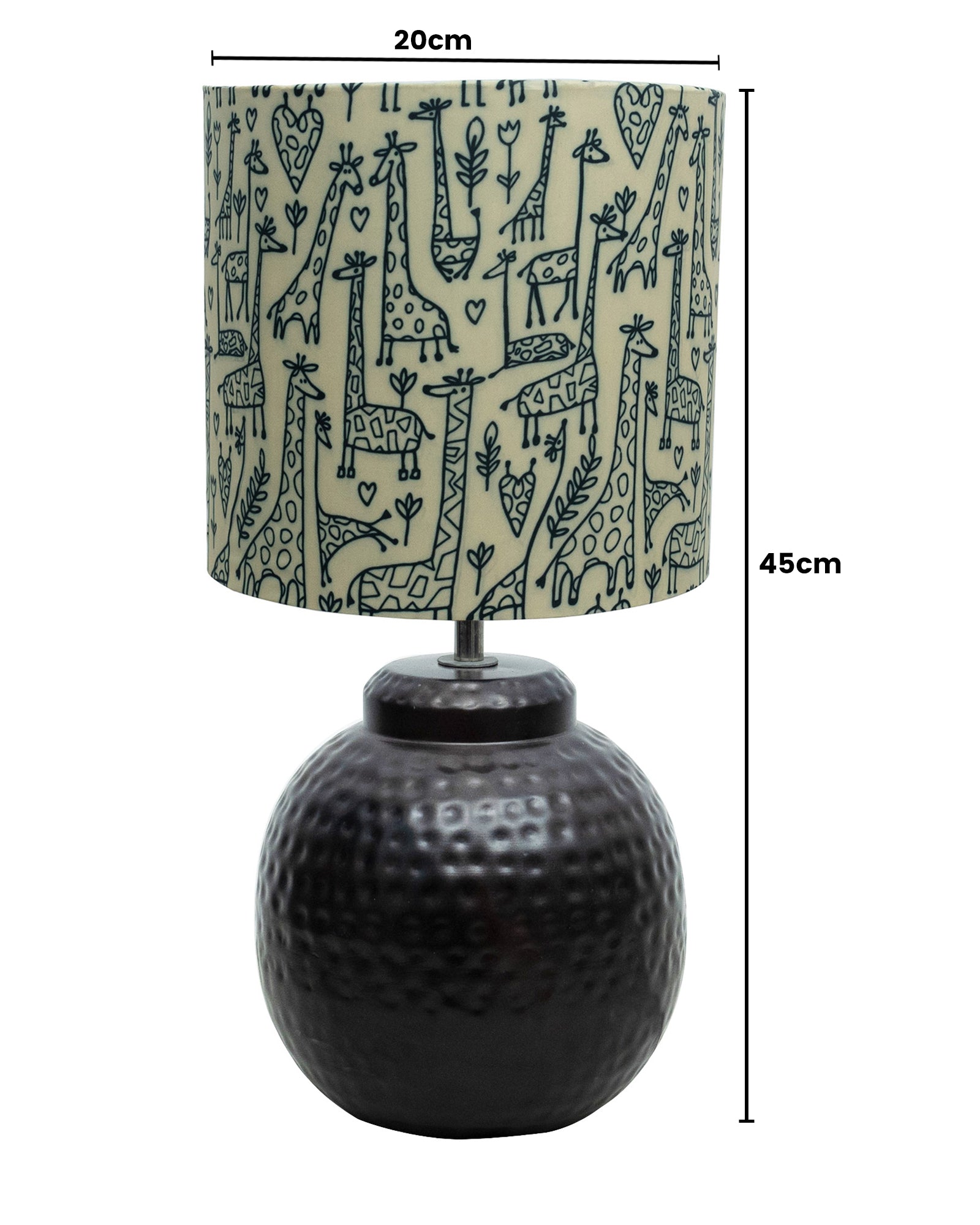 Ginger Jar Antique Table Lamp Hammered Matt Black Metal for Living Room Family Bedroom
