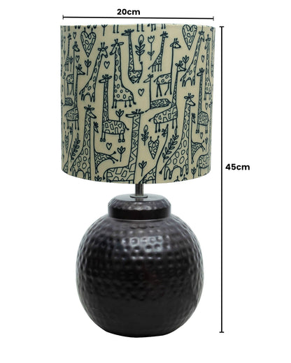 Ginger Jar Antique Table Lamp Hammered Matt Black Metal for Living Room Family Bedroom