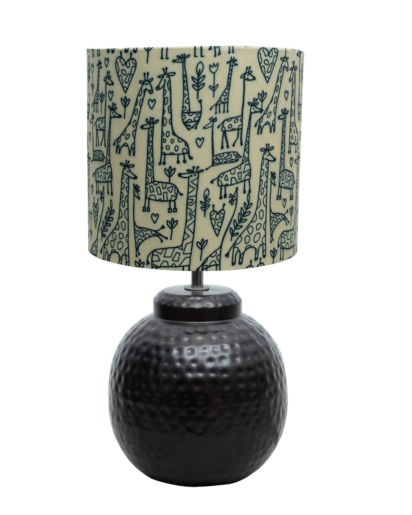 Ginger Jar Antique Table Lamp Hammered Matt Black Metal for Living Room Family Bedroom