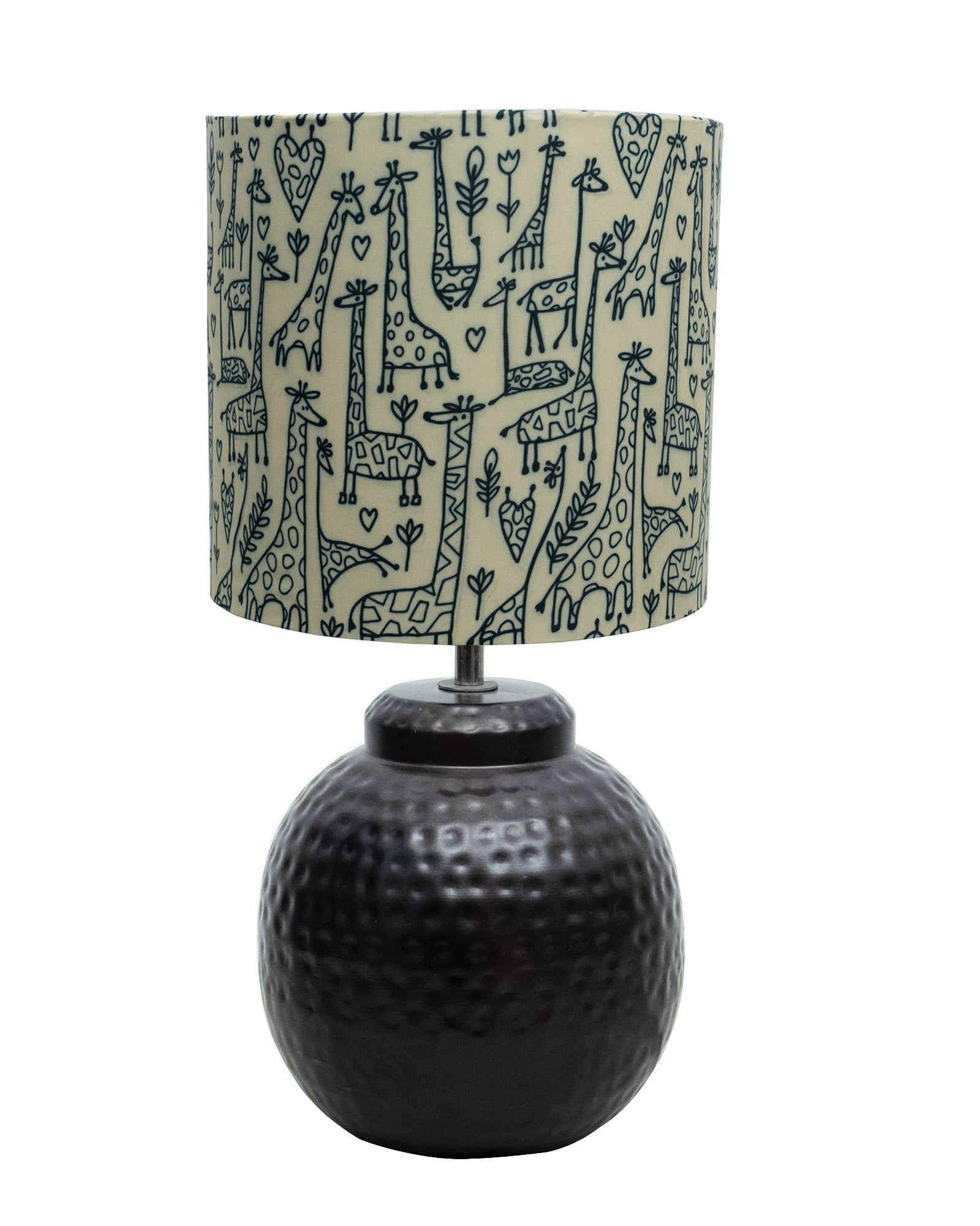 Ginger Jar Antique Table Lamp Hammered Matt Black Metal for Living Room Family Bedroom