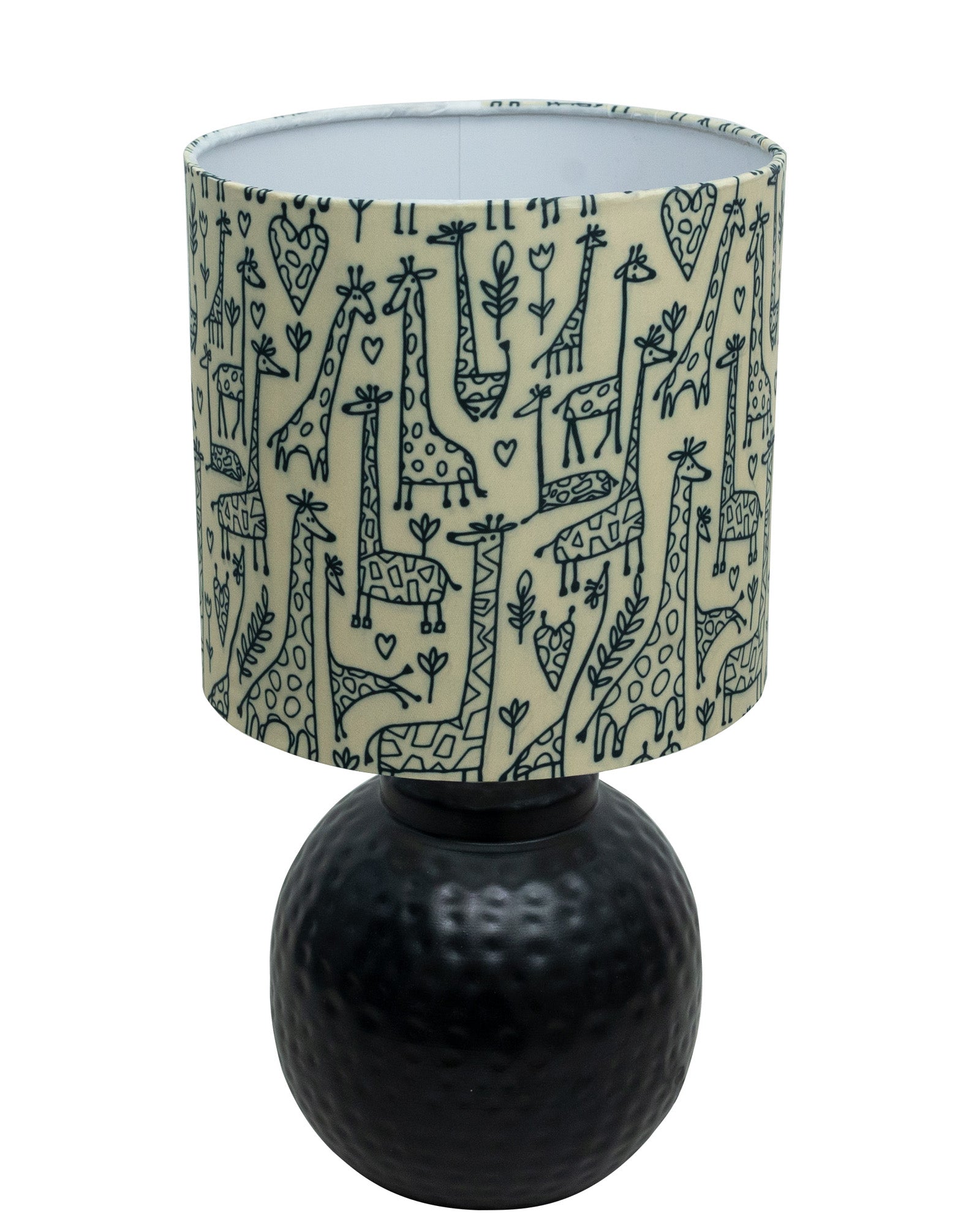 Ginger Jar Antique Table Lamp Hammered Matt Black Metal for Living Room Family Bedroom
