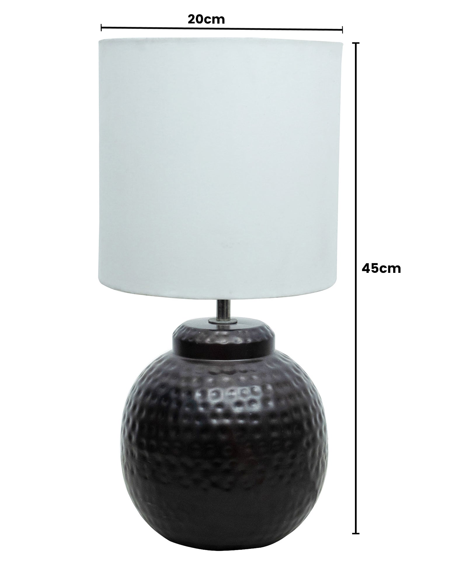 Ginger Jar Antique Table Lamp Hammered Matt Black Metal for Living Room Family Bedroom