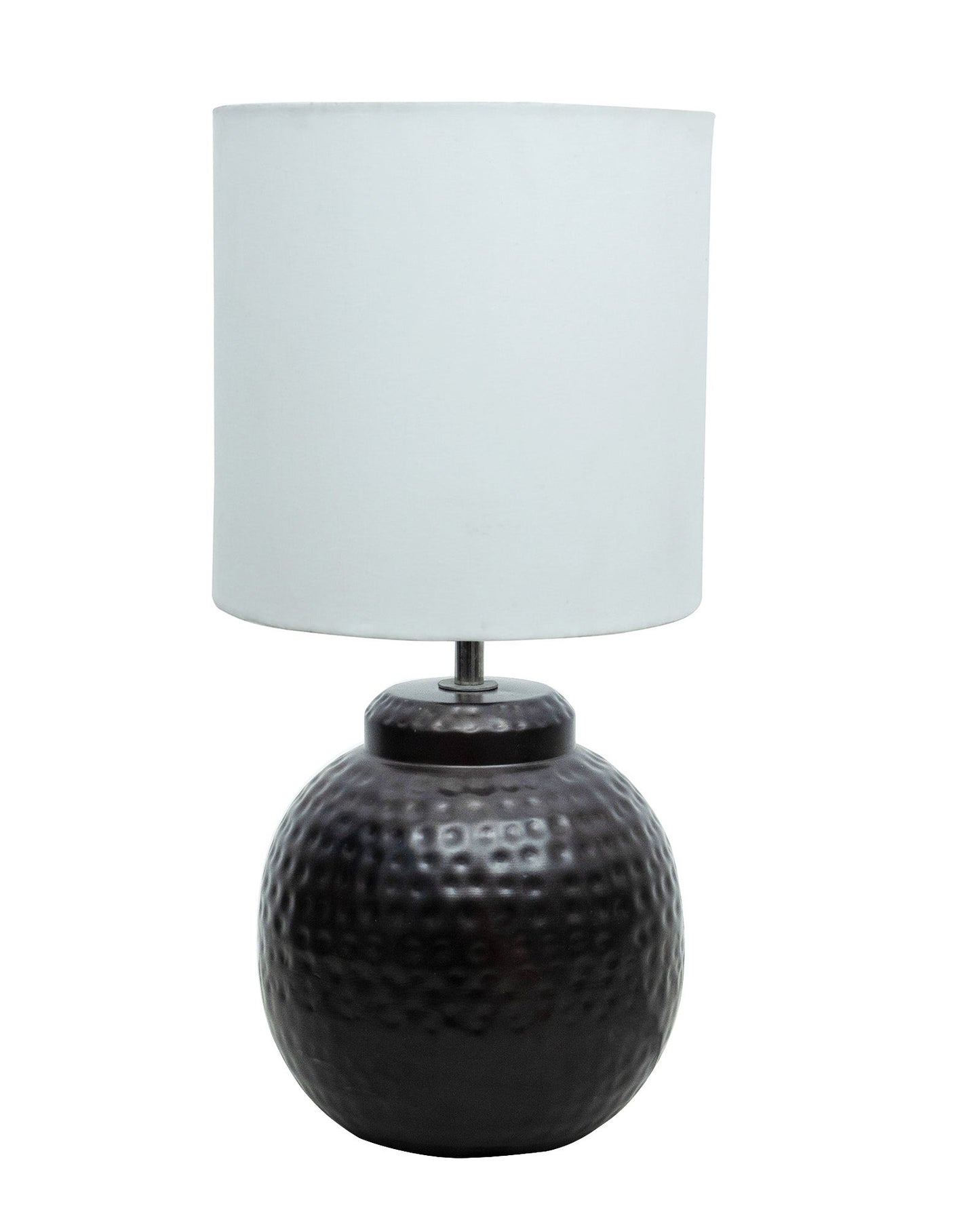 Ginger Jar Antique Table Lamp Hammered Matt Black Metal for Living Room Family Bedroom