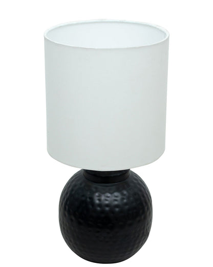 Ginger Jar Antique Table Lamp Hammered Matt Black Metal for Living Room Family Bedroom