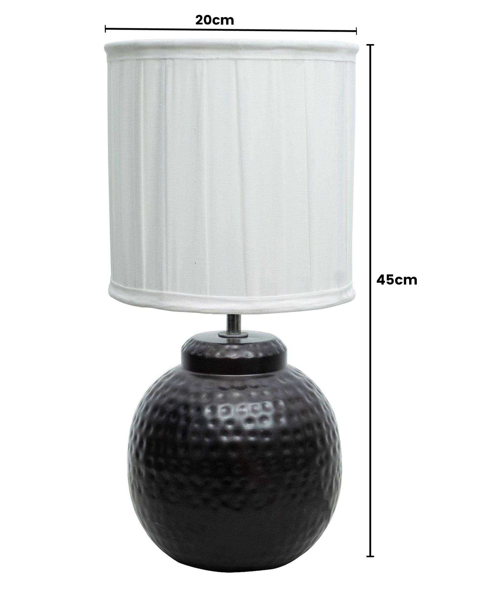 Ginger Jar Antique Table Lamp Hammered Matt Black Metal for Living Room Family Bedroom