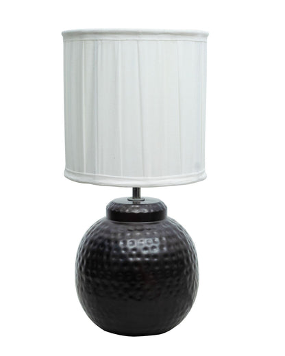 Ginger Jar Antique Table Lamp Hammered Matt Black Metal for Living Room Family Bedroom