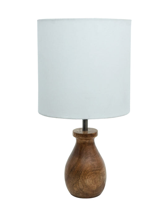Dovel Pot Modern Table Lamp, Wooden Base Modern Fabric Lampshade for Home Office Cafe Restaurant, Dovel Pot