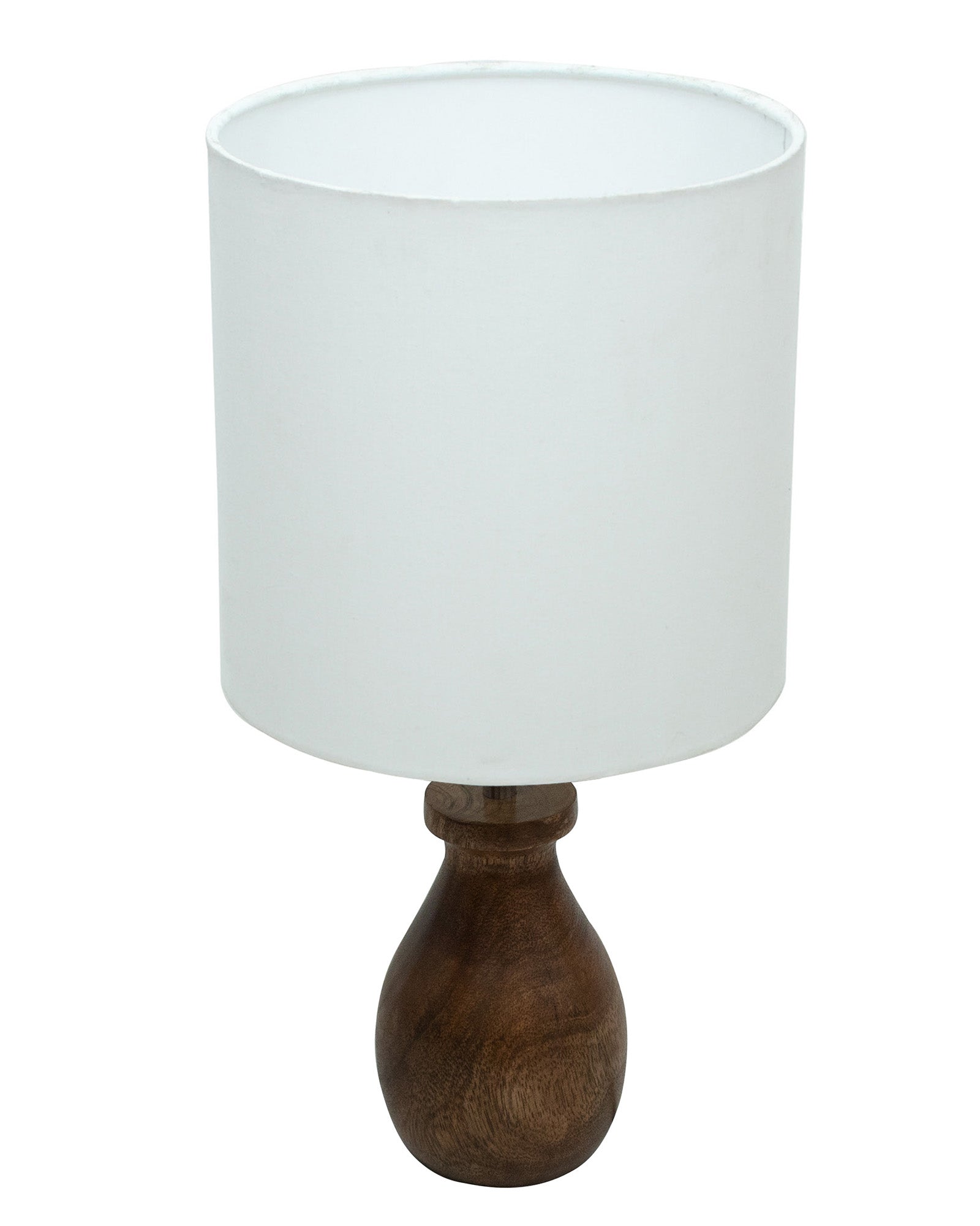 Dovel Pot Modern Table Lamp, Wooden Base Modern Fabric Lampshade for Home Office Cafe Restaurant, Dovel Pot