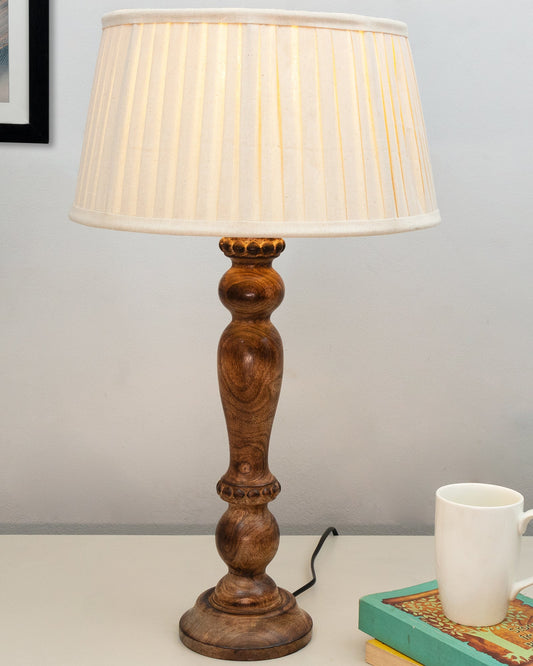 Eureka Polka Black Wood Table Lamp With Pleated Shade