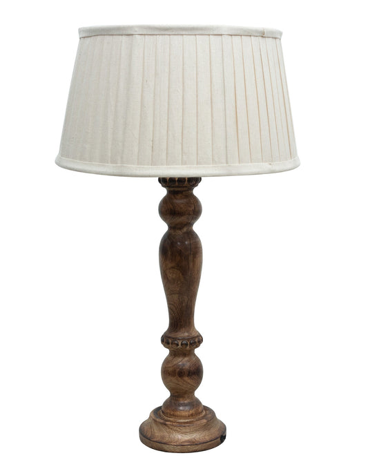 Eureka Polka Black Wood Table Lamp With Pleated Shade