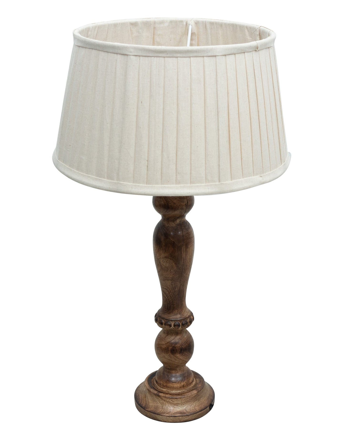 Eureka Polka Black Wood Table Lamp With Pleated Shade