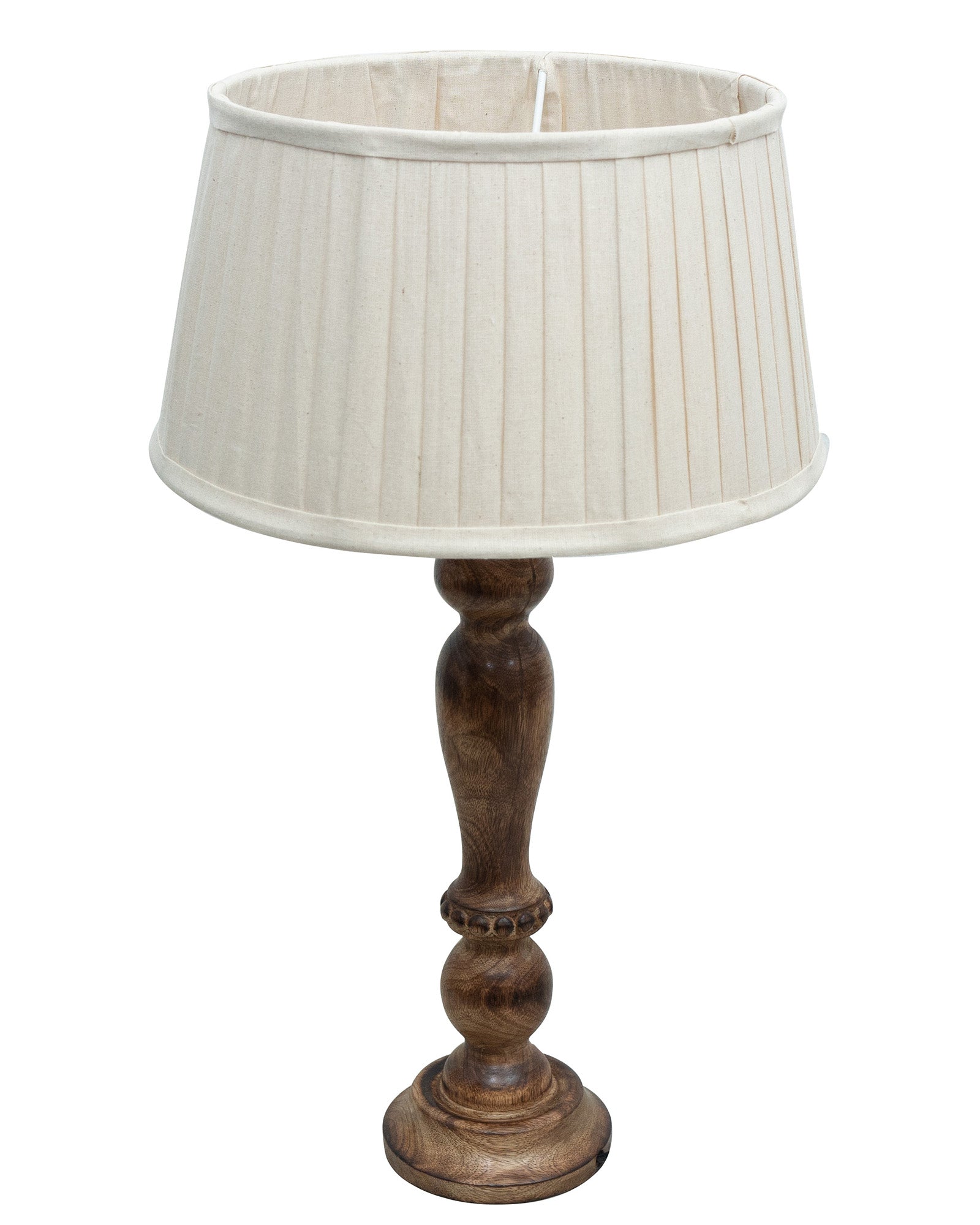 Eureka Polka Black Wood Table Lamp With Pleated Shade