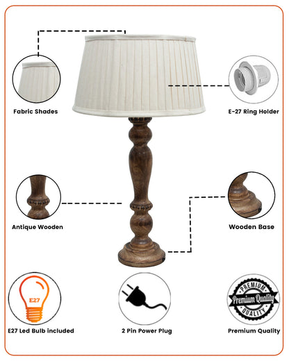 Eureka Polka Black Wood Table Lamp With Pleated Shade