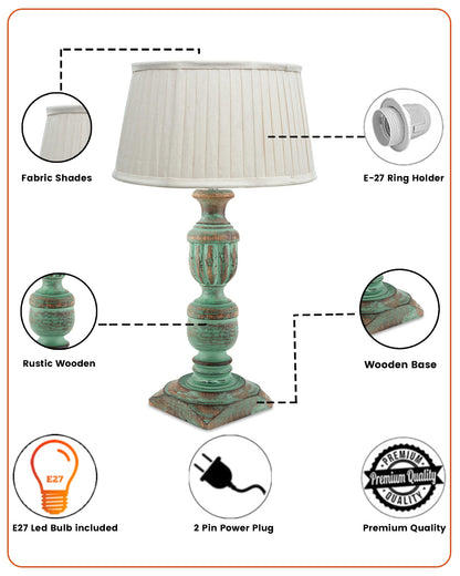 Rustic Algae French Trophy Carved Table lamp with Empire Pleated Shade