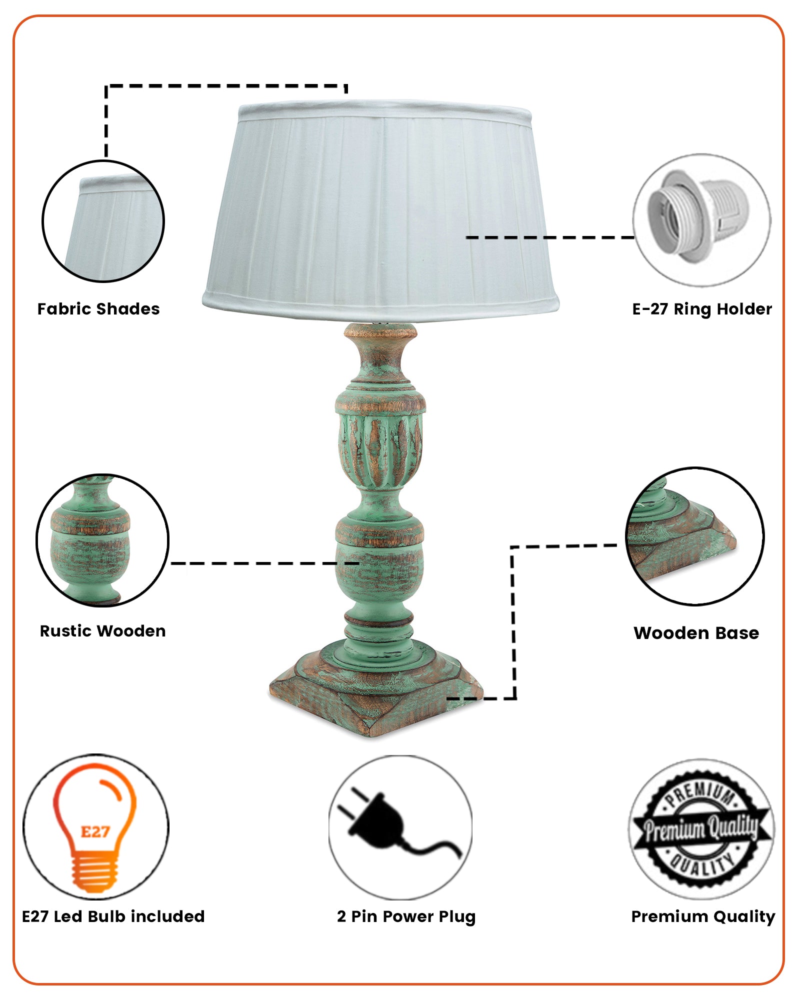Rustic Algae French Trophy Carved Table lamp with Empire Pleated Shade