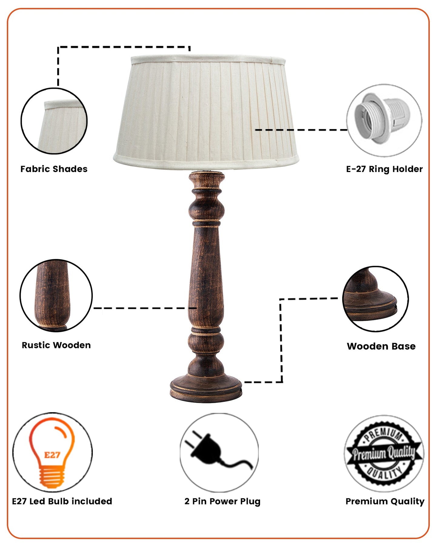 Floral Carved Black Wood Table Lamp With Empire Pleated Shade