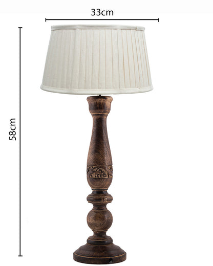 Mable Antique Wooden Table Lamp with Empire Pleated Shade