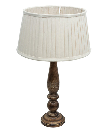 Mable Antique Wooden Table Lamp with Empire Pleated Shade