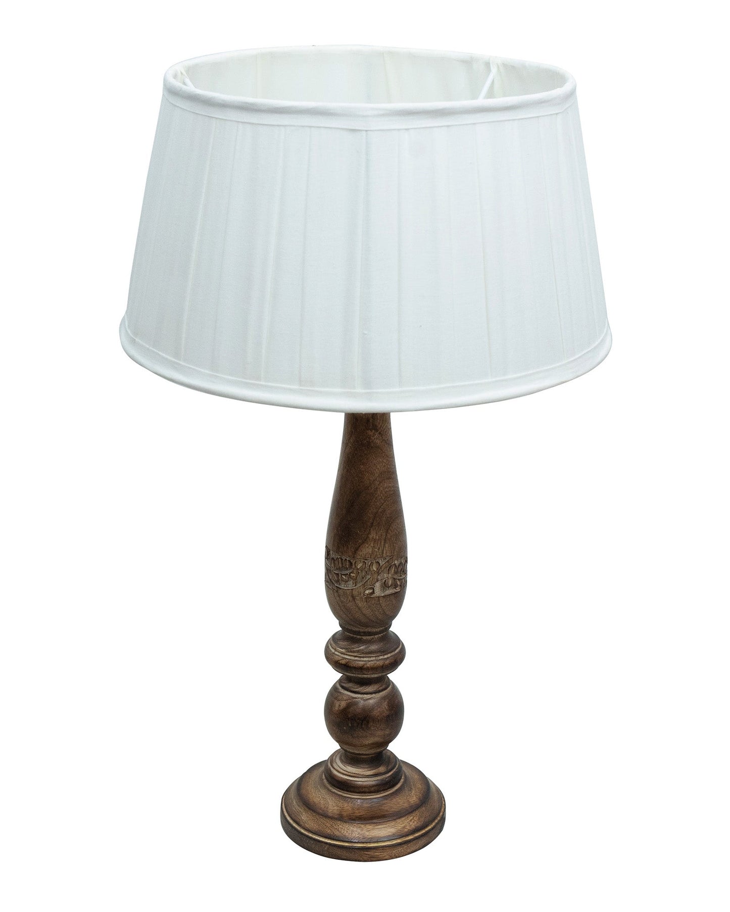 Mable Antique Wooden Table Lamp with Empire Pleated Shade