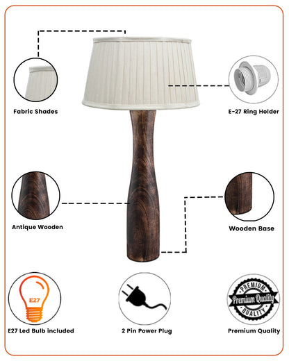 Antique Solid Timber Turned table lamp with Empire Pleated Shade
