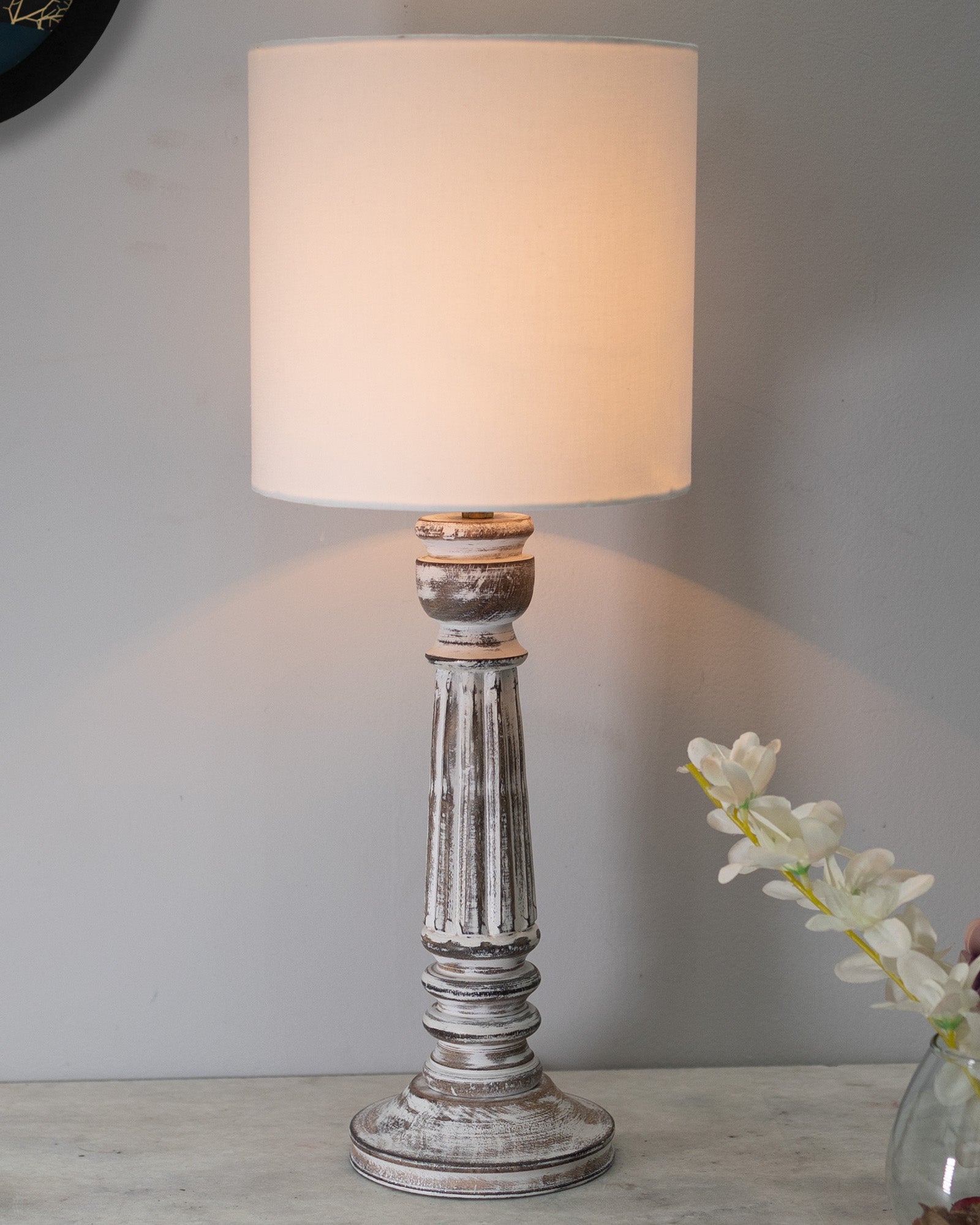 Traditional Country Cottage Table Lamp Antique White Athens Desk Lamp for Bedroom Living Room